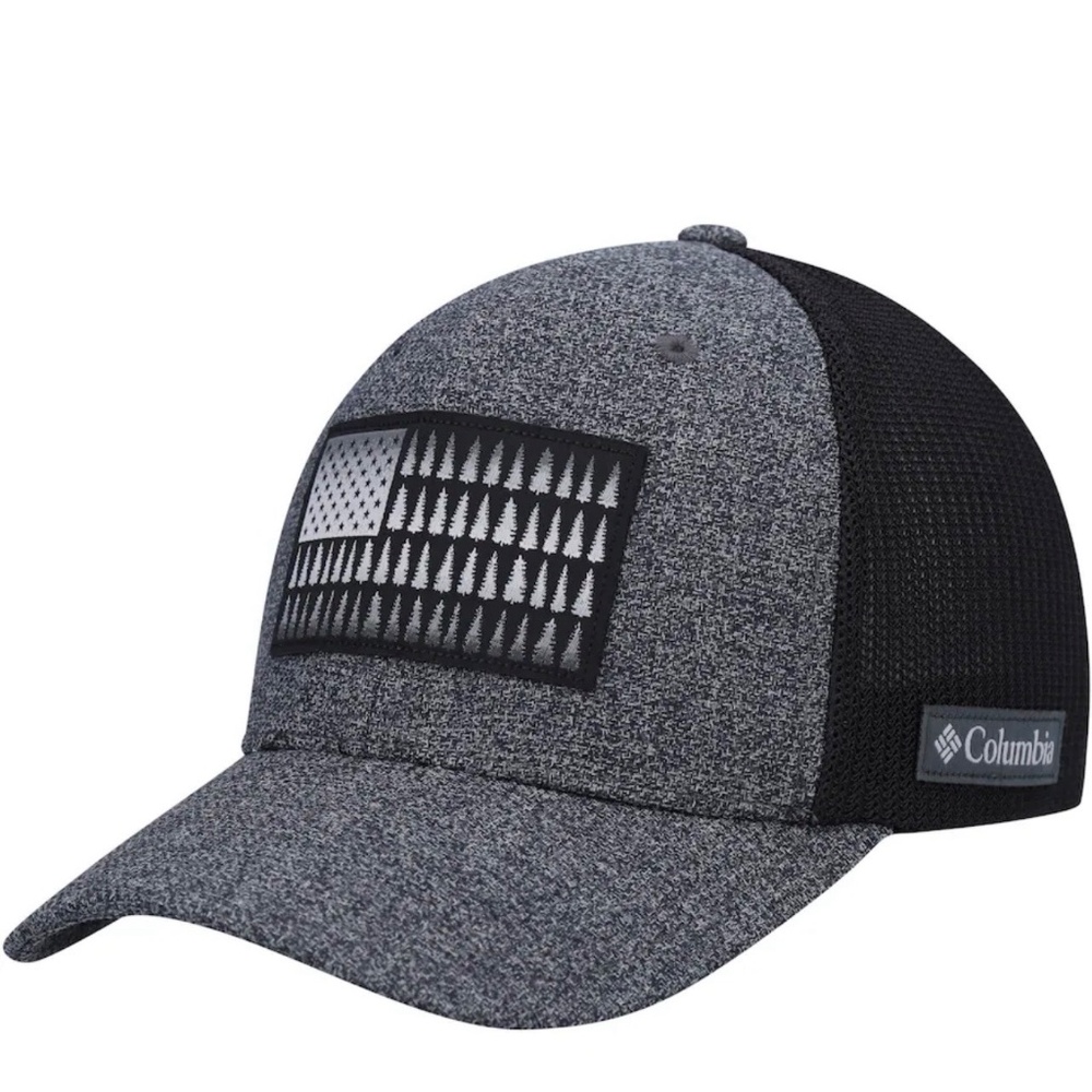 Columbia Tree Flag Flex Hat Heathered  Grey / Black  Mesh Back Structured Fit